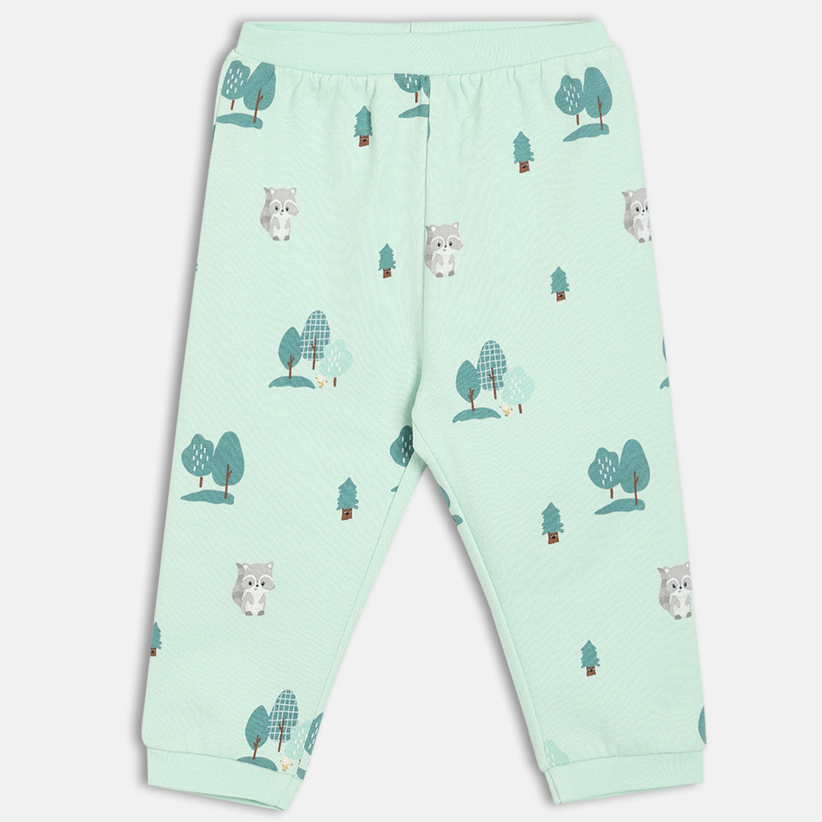 Boys Cotton Pack Of 2 Animal Printed Knit Bottoms - Blue & Green