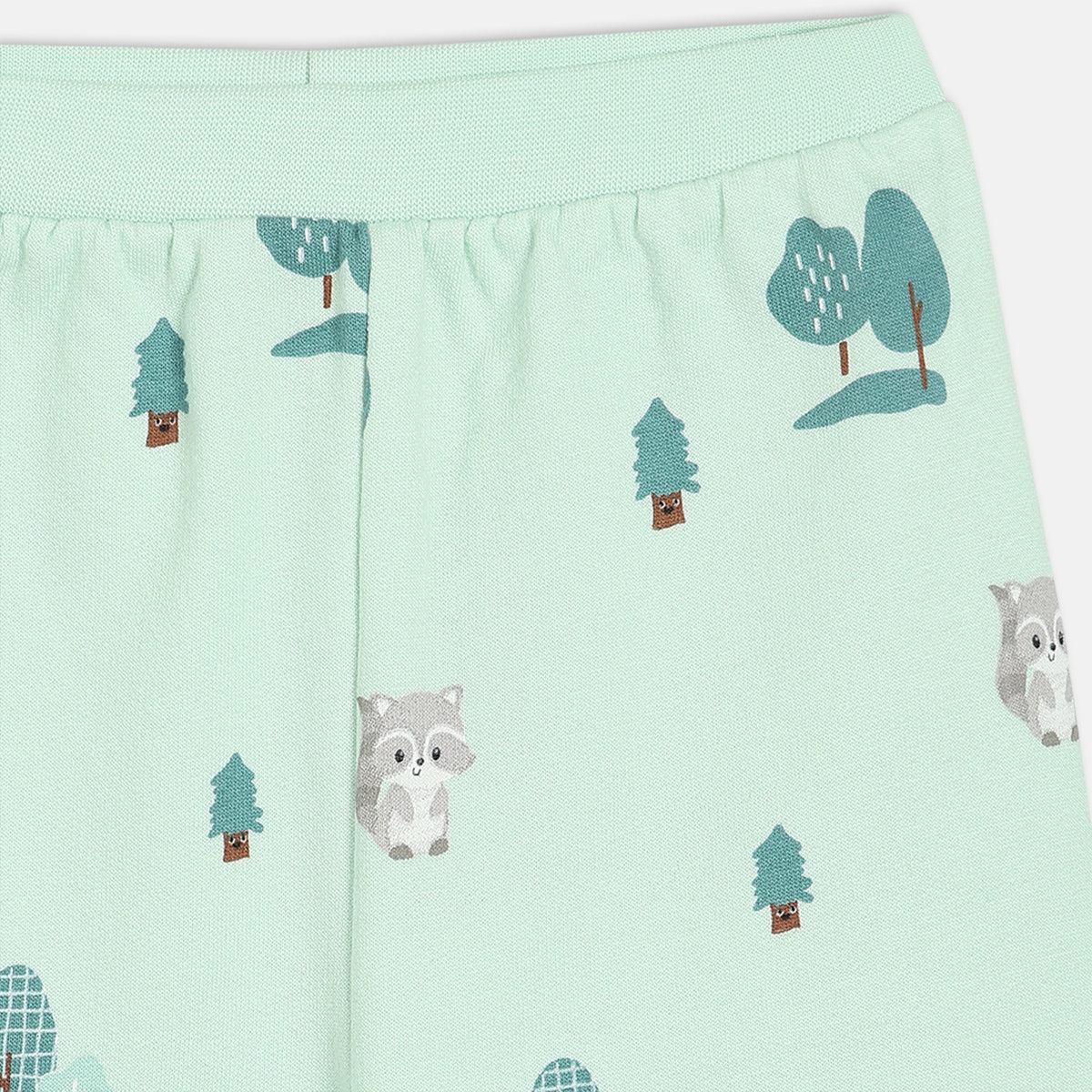 Boys Cotton Pack Of 2 Animal Printed Knit Bottoms - Blue & Green