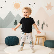 Oatmeal/Navy Newborn Boys Knit Bottom