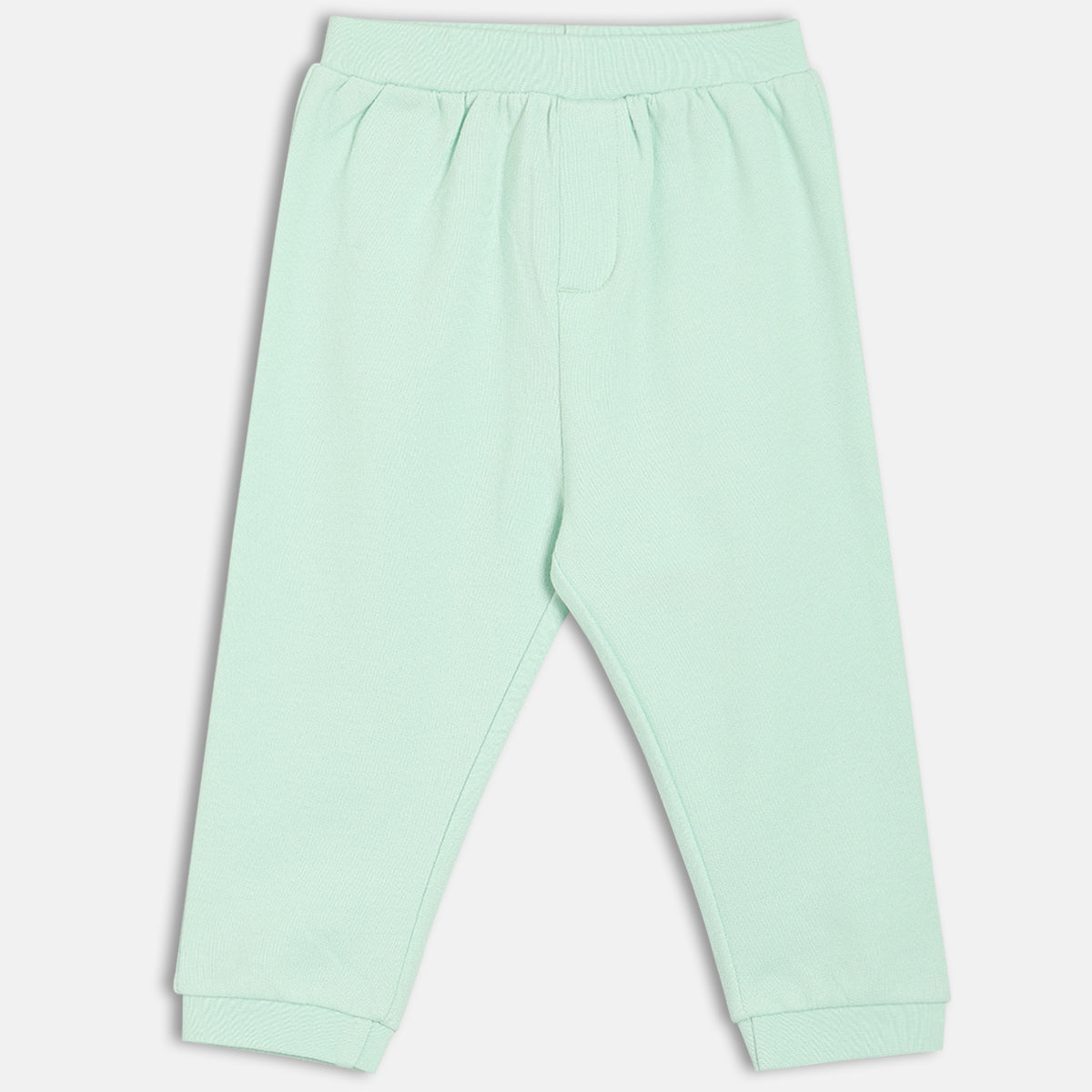 Boys Cotton Pack Of 2 Geometric Printed & Solid Knit Bottoms - Mint Green & Blue