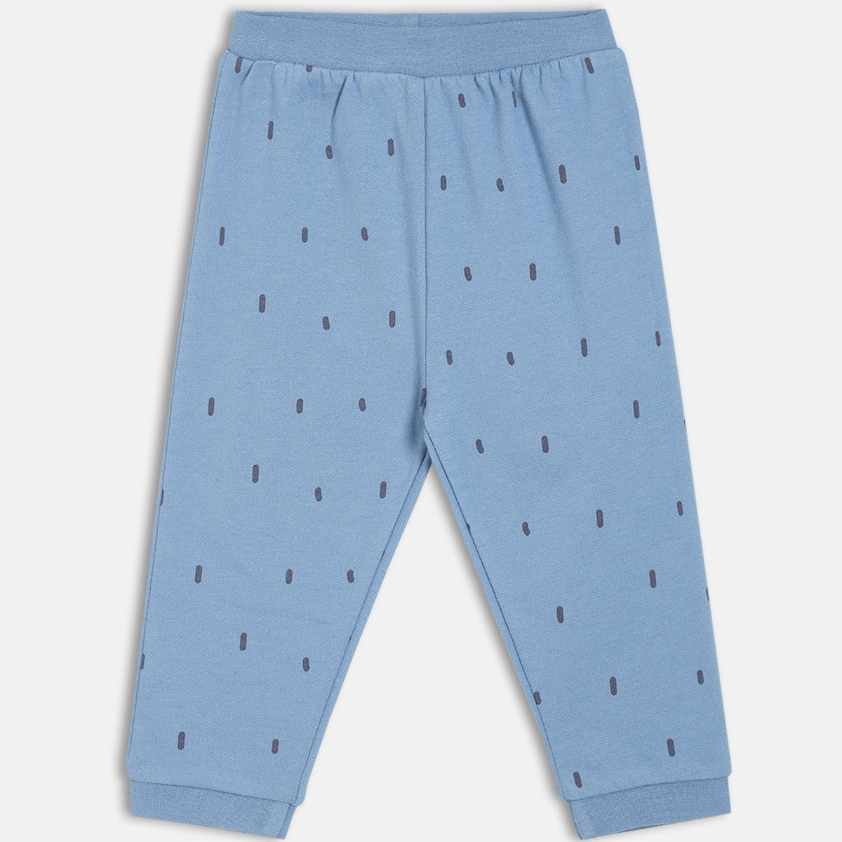 Boys Cotton Pack Of 2 Geometric Printed & Solid Knit Bottoms - Mint Green & Blue