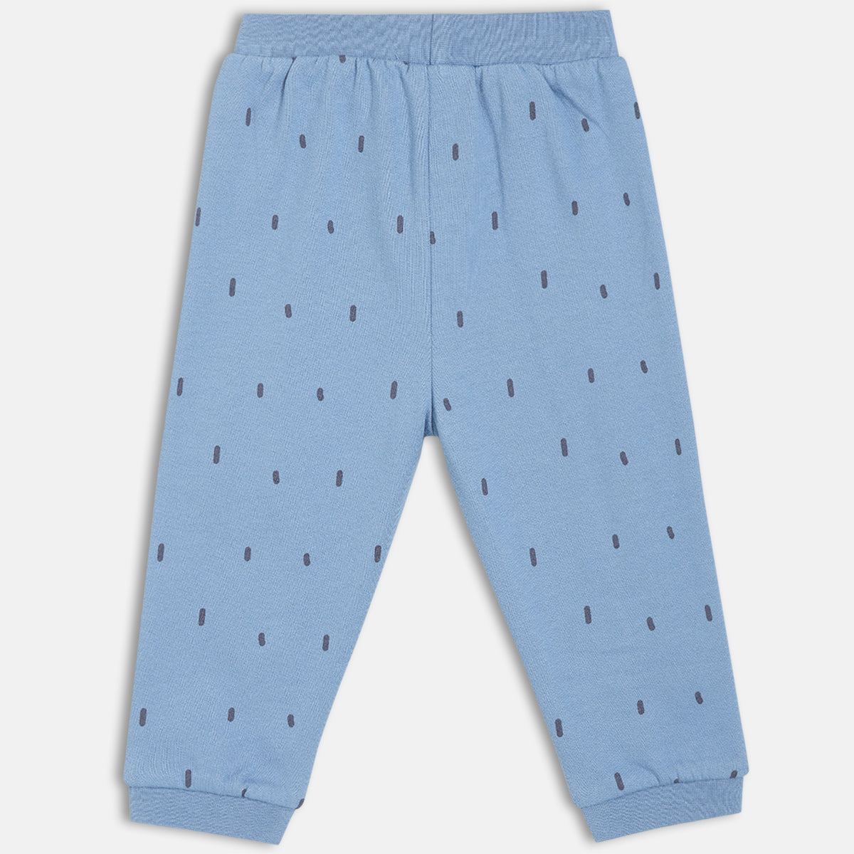 Boys Cotton Pack Of 2 Geometric Printed & Solid Knit Bottoms - Mint Green & Blue
