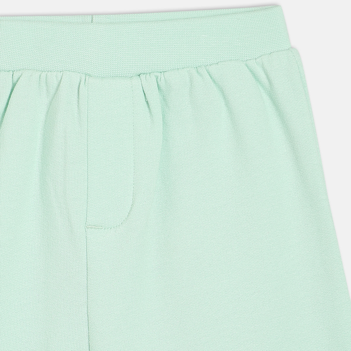 Boys Cotton Pack Of 2 Geometric Printed & Solid Knit Bottoms - Mint Green & Blue