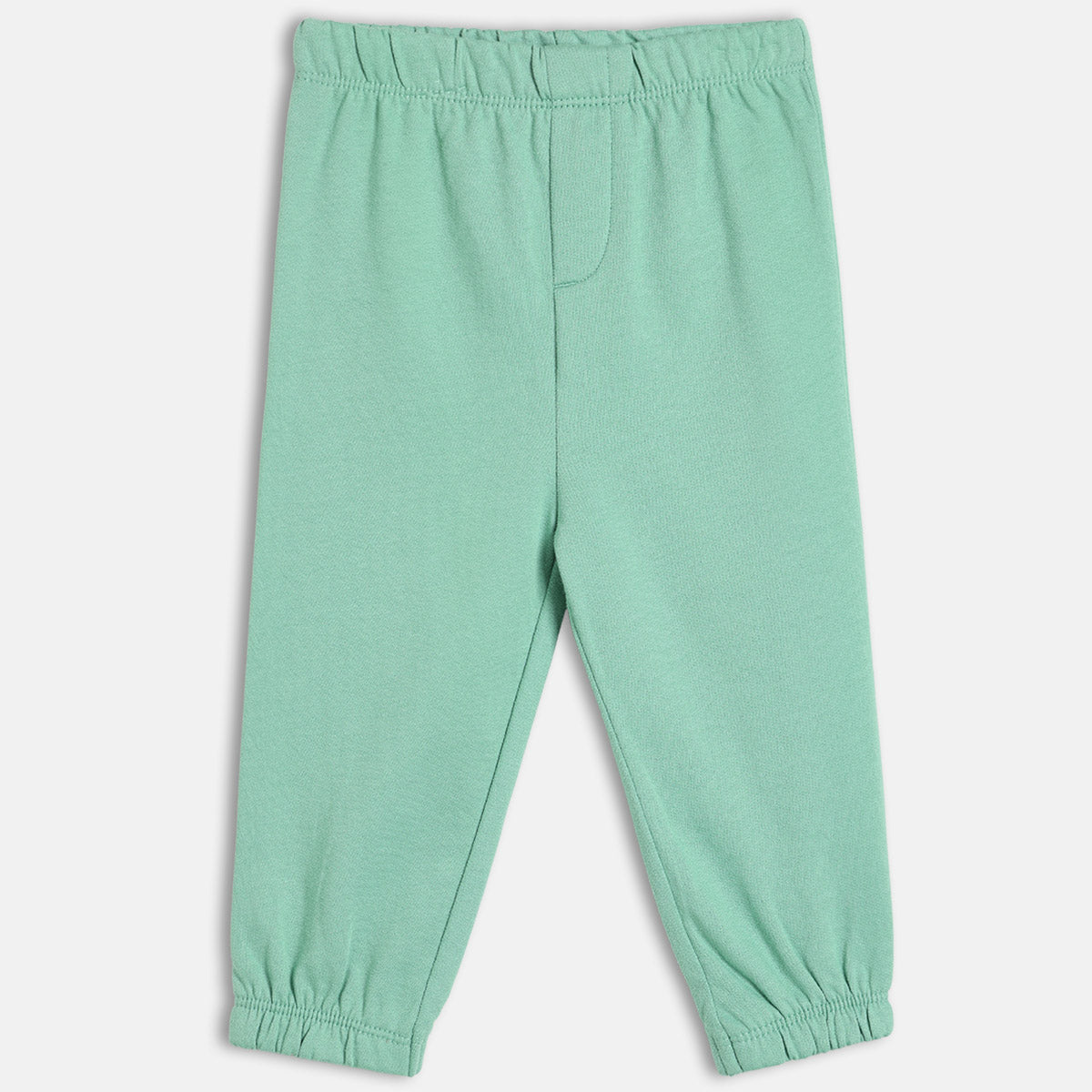 Boys Cotton Pack Of 2 Car Printed & Solid Knit Bottoms - Navy Blue & Mint Green