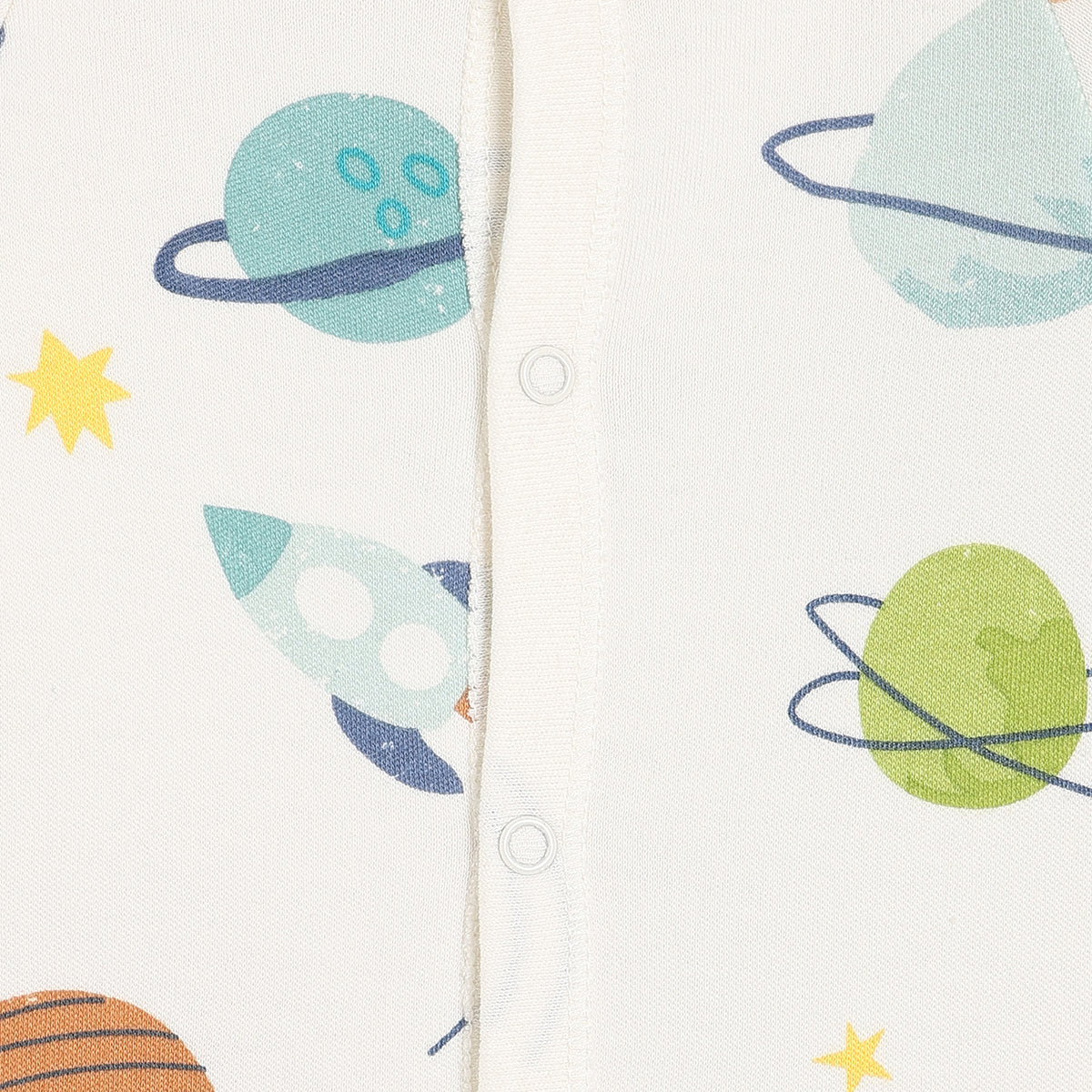 Boys Cotton Pack Of 2 Full Sleeves Planets Printed Rompers - White & Blue