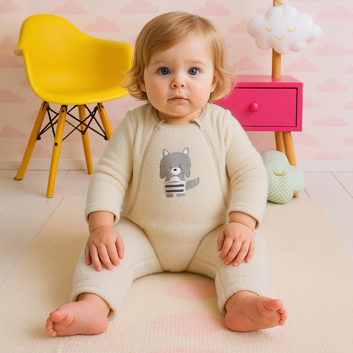 Ecru Newborn Boys Romper
