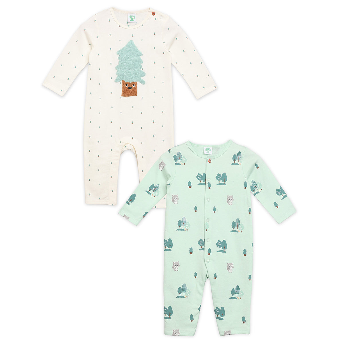 White/Green Newborn Boys Romper
