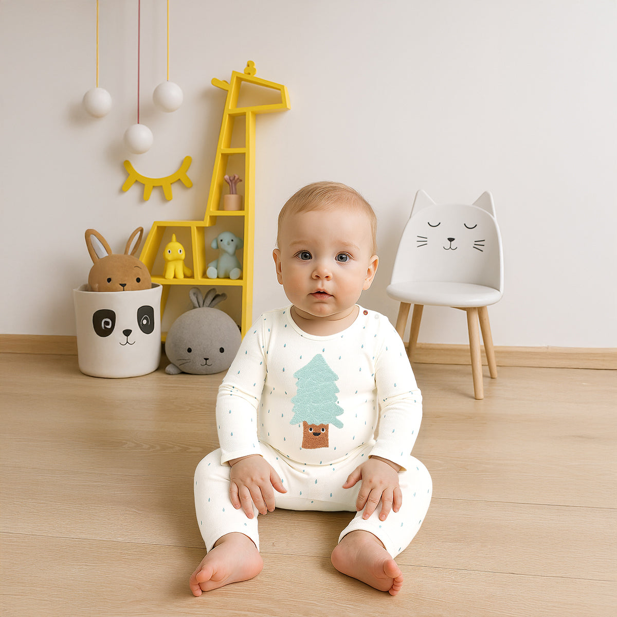 White/Green Newborn Boys Romper