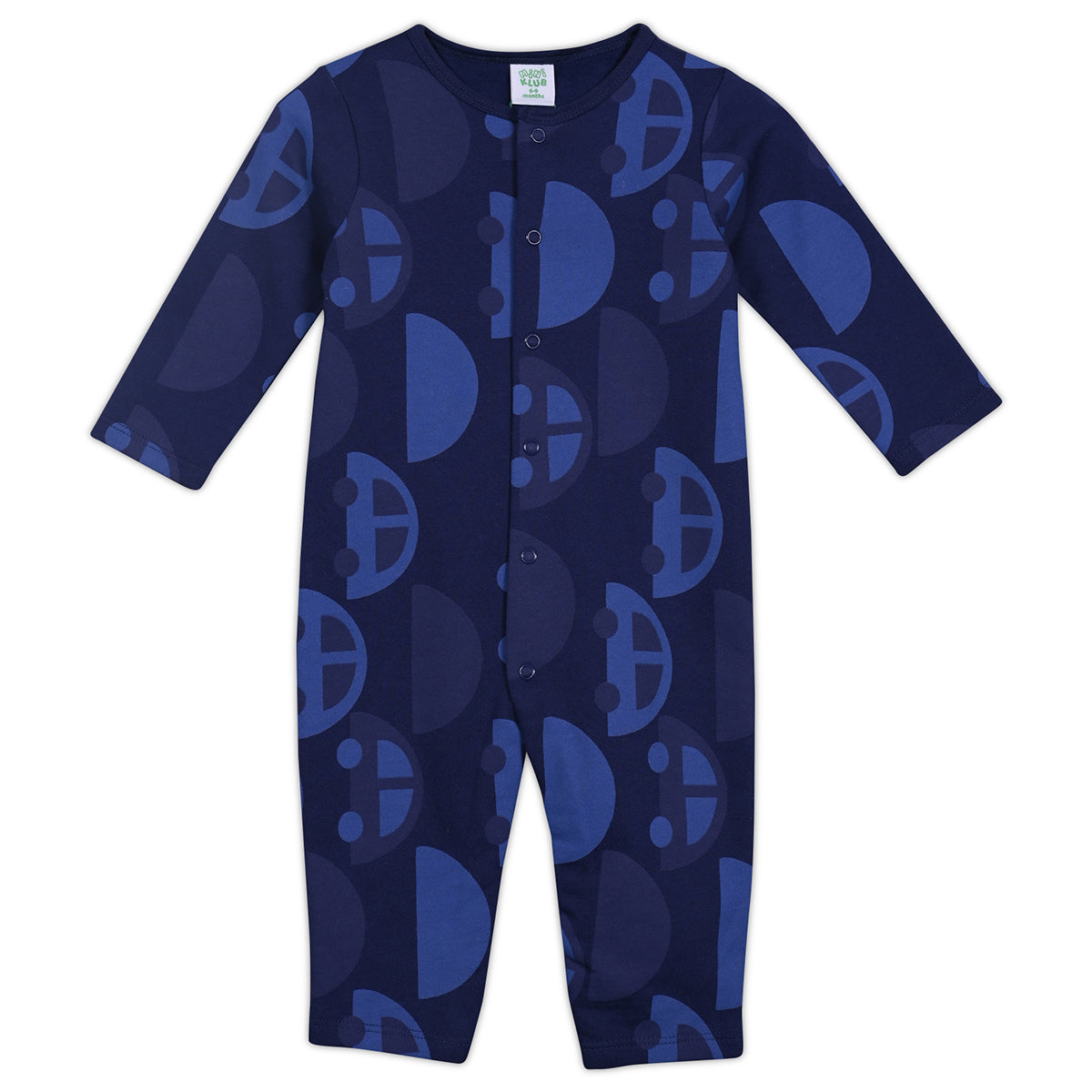 Boys Cotton Pack Of 2 Full Sleeves Car Printed Rompers - White & Navy Blue