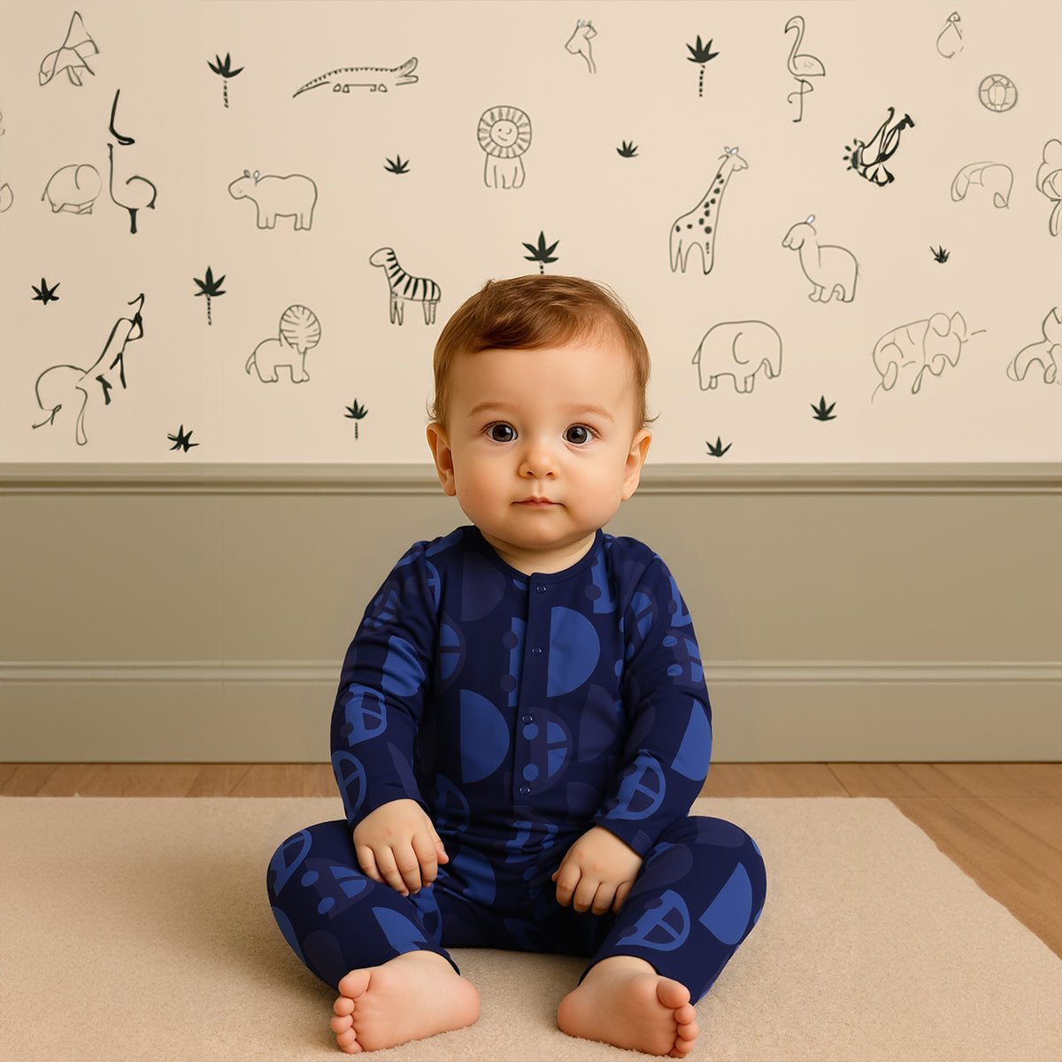 Boys Cotton Pack Of 2 Full Sleeves Car Printed Rompers - White & Navy Blue