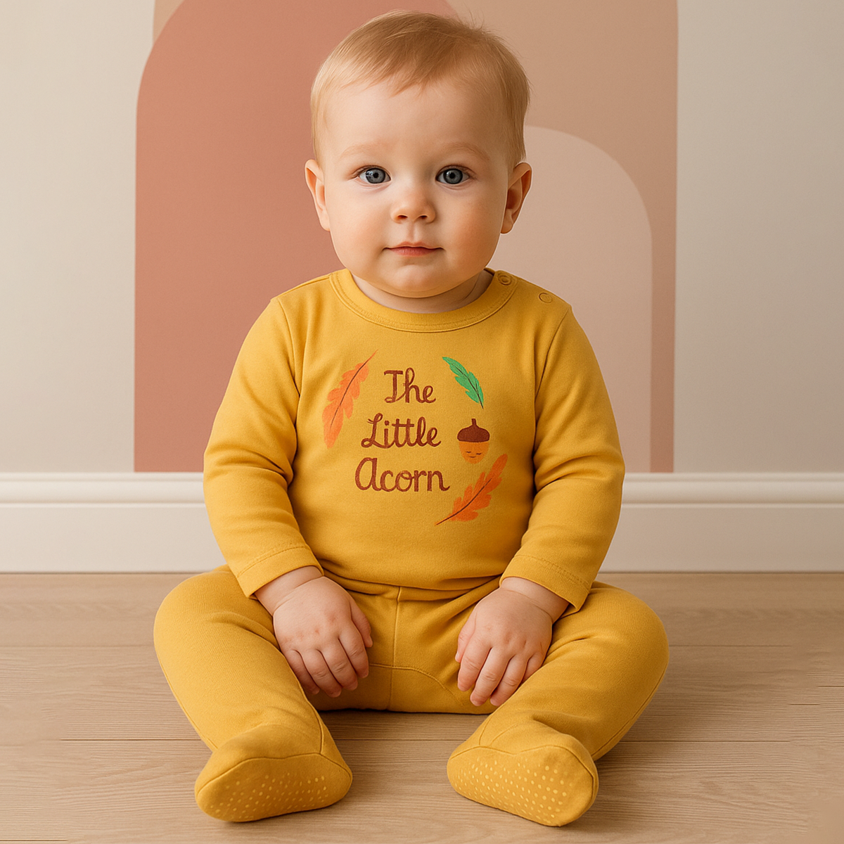 Mustard Newborn Boys Round Neck Full Length Sleep Suit