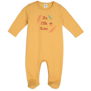 Boys Cotton Full Sleeves Typography Printed Sleepsuit - Mustard