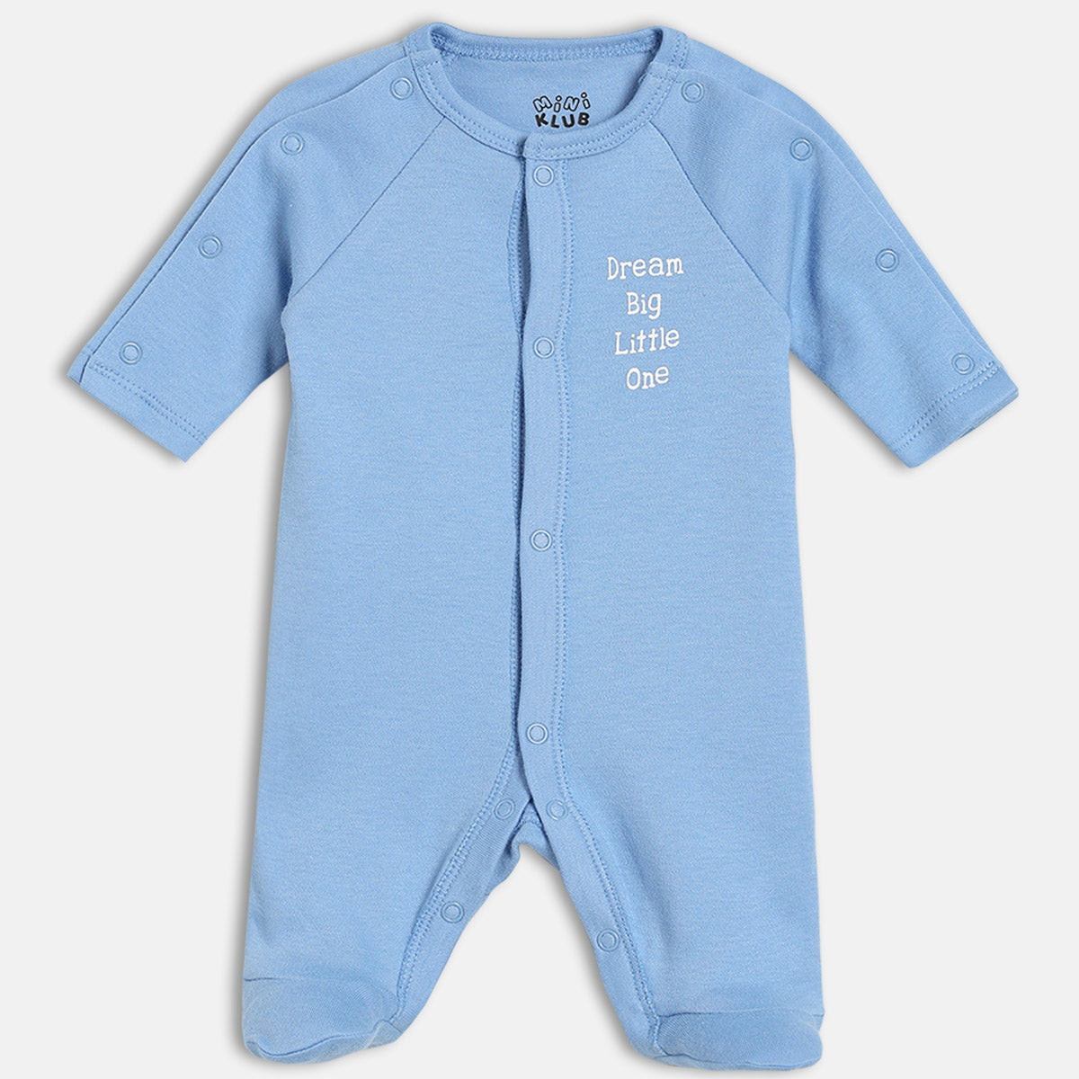 Boys Orange/Blue Front Open Full Sleeve Sleep Suit