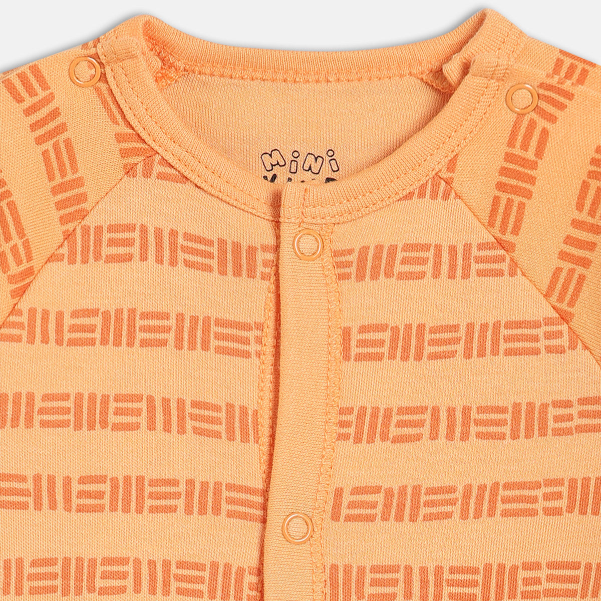 Boys Orange/Blue Front Open Full Sleeve Sleep Suit