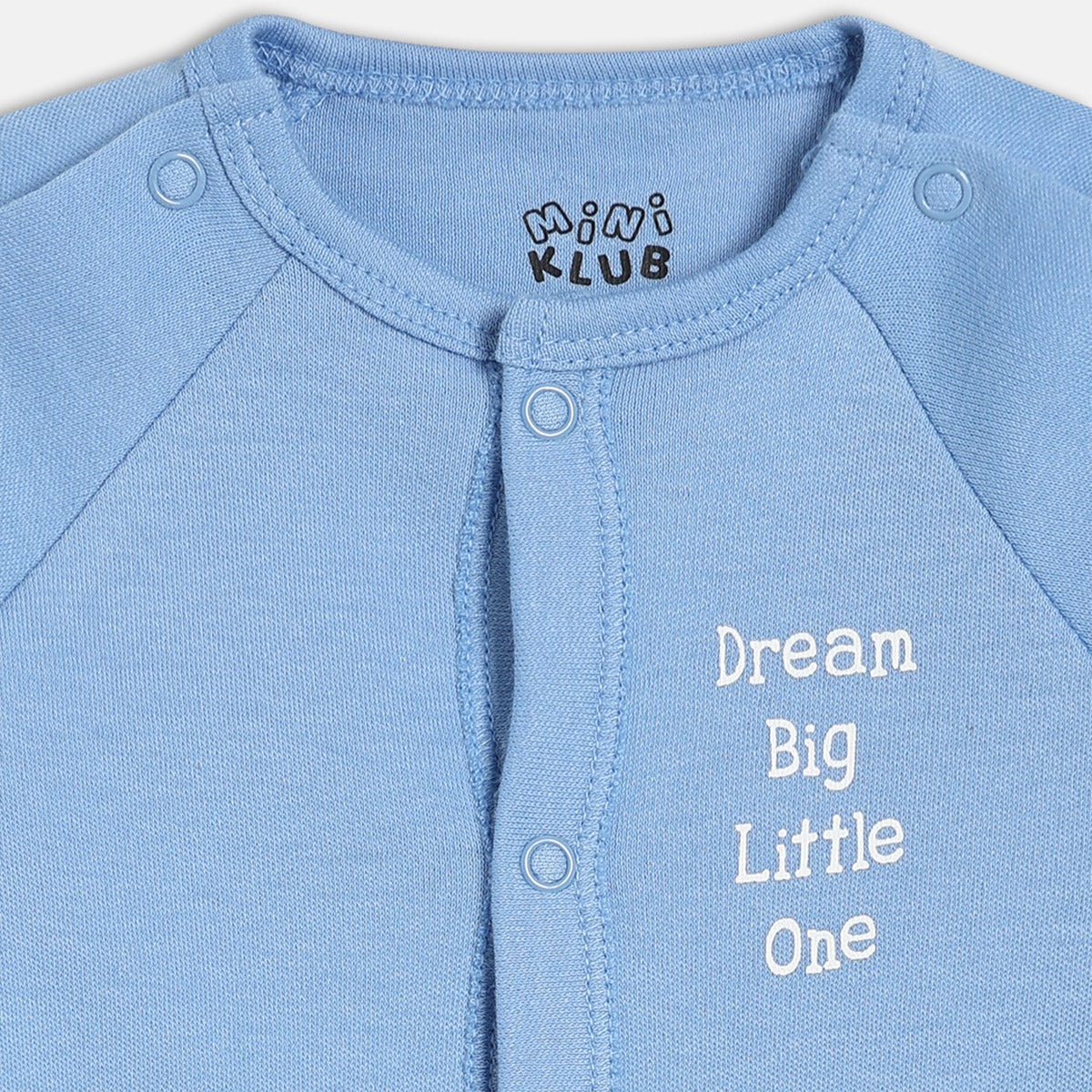 Boys Orange/Blue Front Open Full Sleeve Sleep Suit