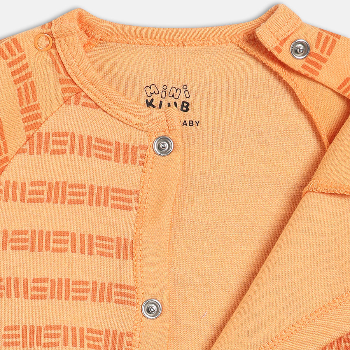 Boys Orange/Blue Front Open Full Sleeve Sleep Suit
