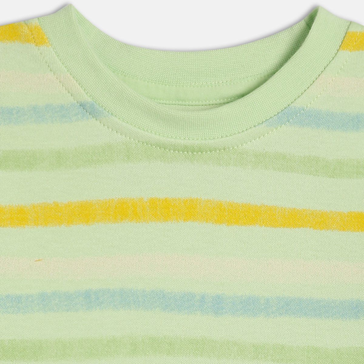 Boys Cotton Pack Of 2 Full Sleeves Animal Printed & Striped T-Shirts - Grey & Green