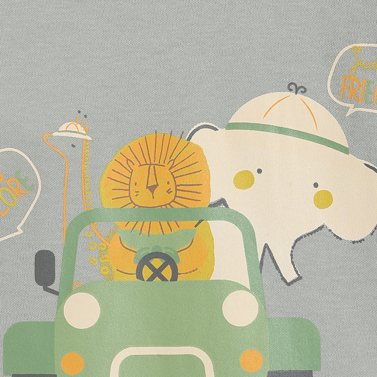 Boys Cotton Pack Of 2 Full Sleeves Animal Printed & Striped T-Shirts - Grey & Green