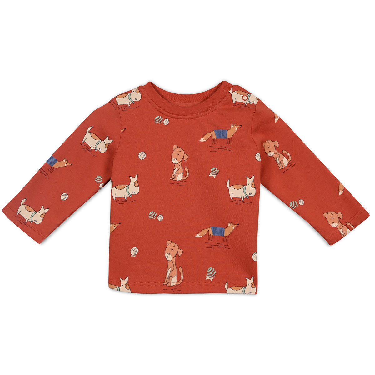 Boys Cotton Pack Of 2 Full Sleeves Animal Printed T-shirts - Rust & Olive