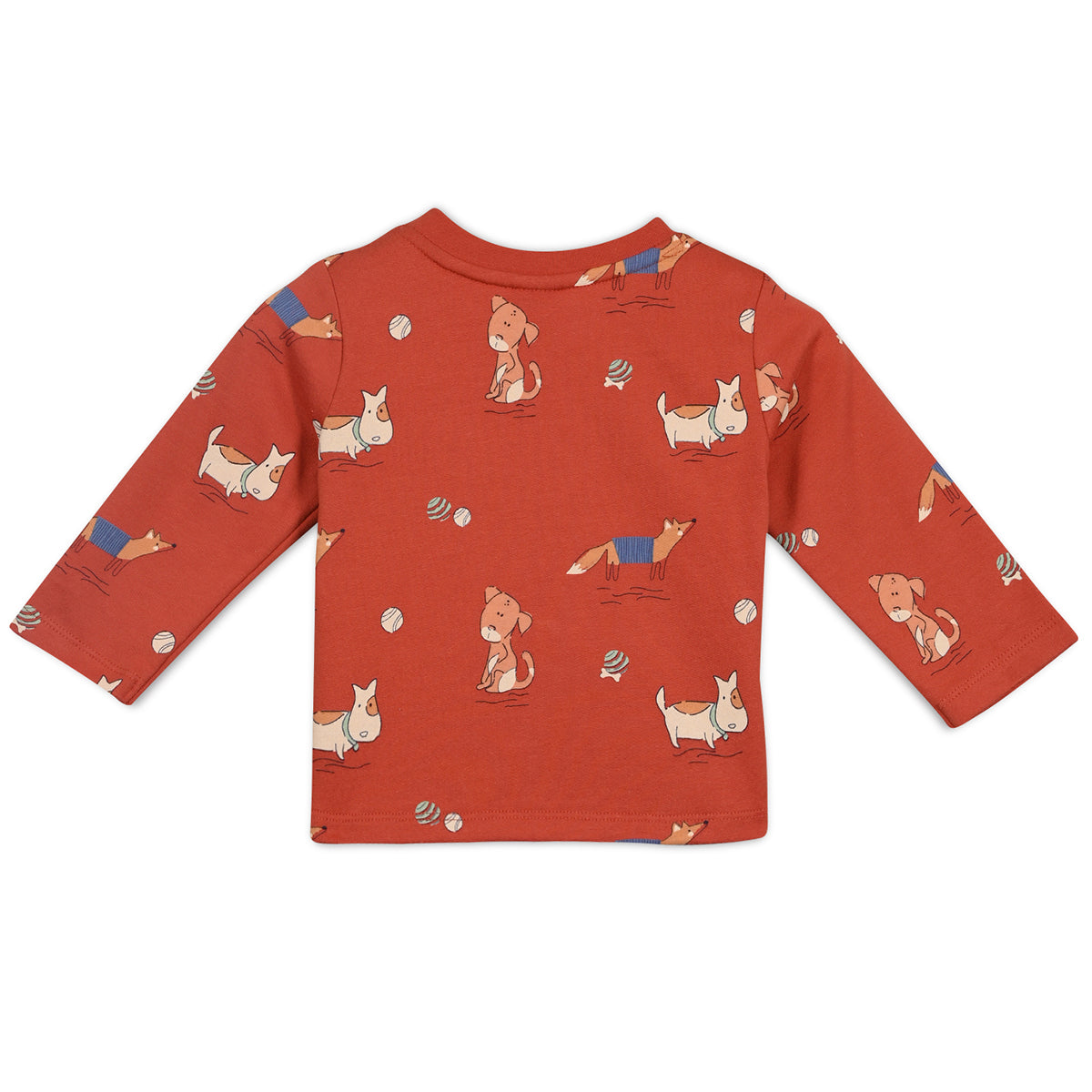 Boys Cotton Pack Of 2 Full Sleeves Animal Printed T-shirts - Rust & Olive