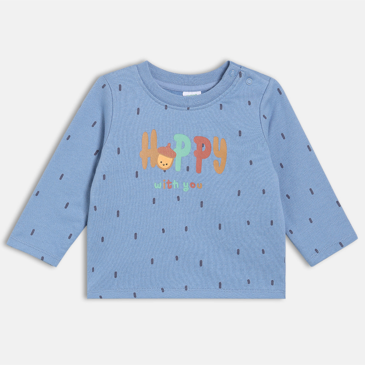 Boys Full Sleeve Printed T-shirt - Mint Green & Blue
