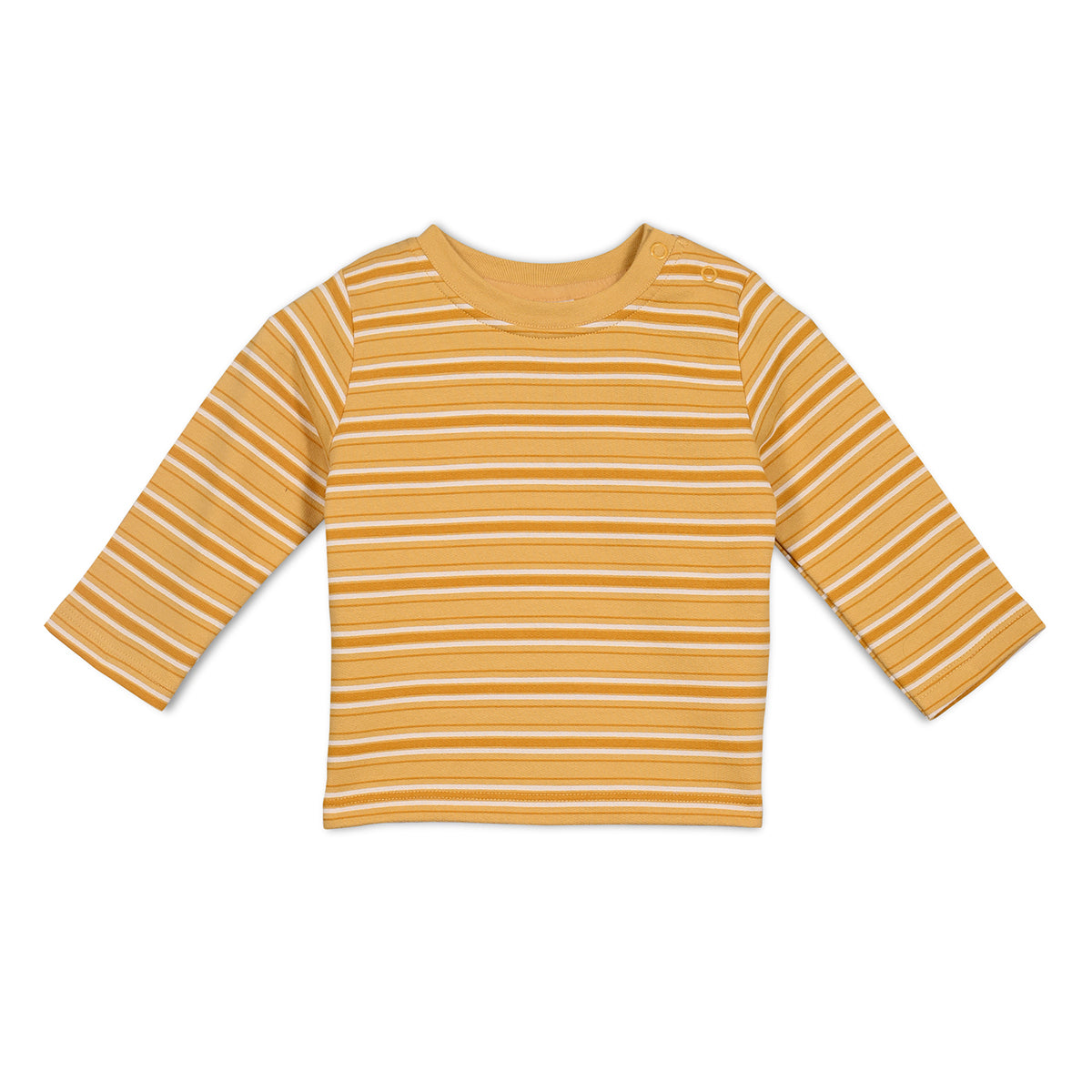 Boys Cotton Pack Of 2 Full Sleeves Text Printed & Striped T-shirts - Navy Blue & Mustard