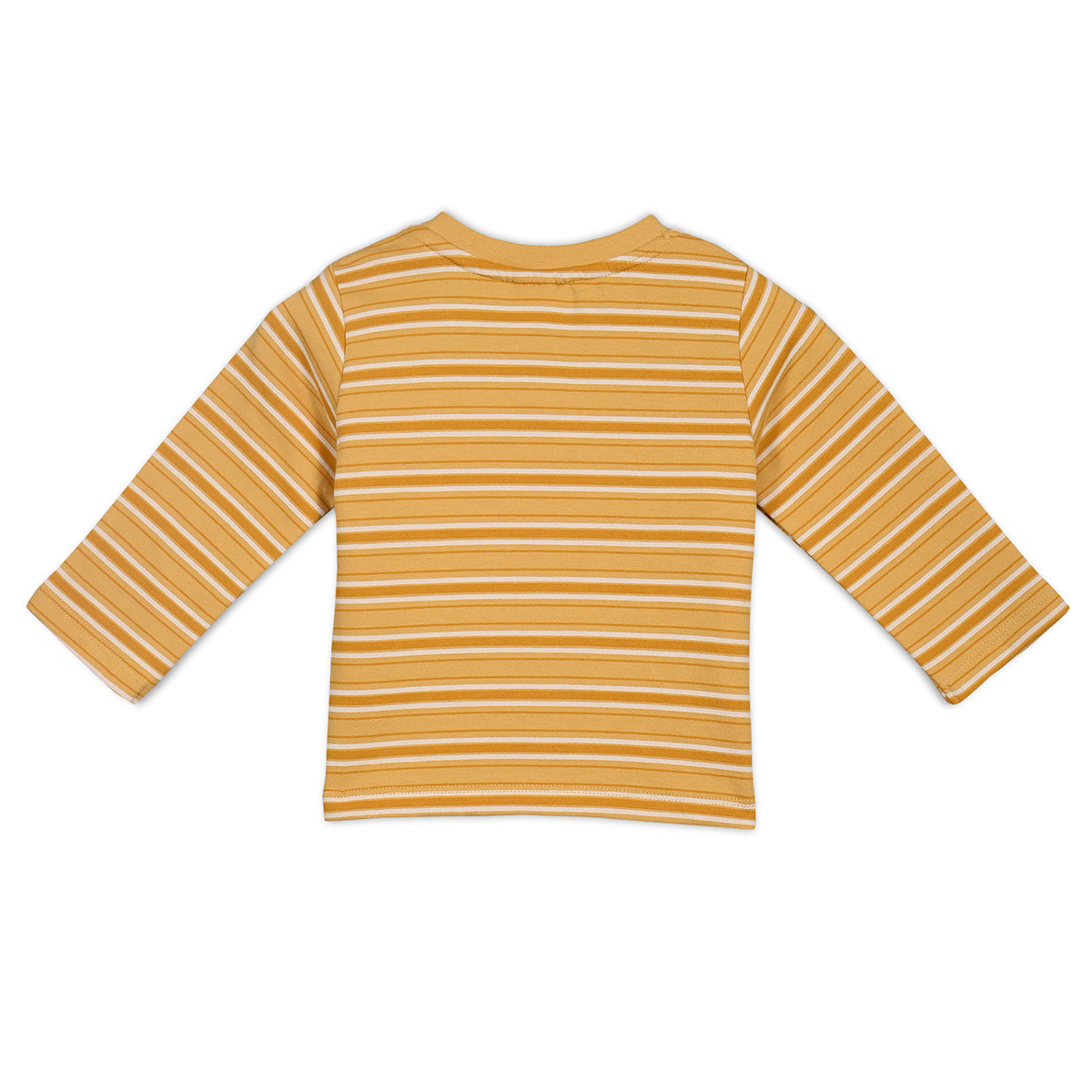 Boys Cotton Pack Of 2 Full Sleeves Text Printed & Striped T-shirts - Navy Blue & Mustard