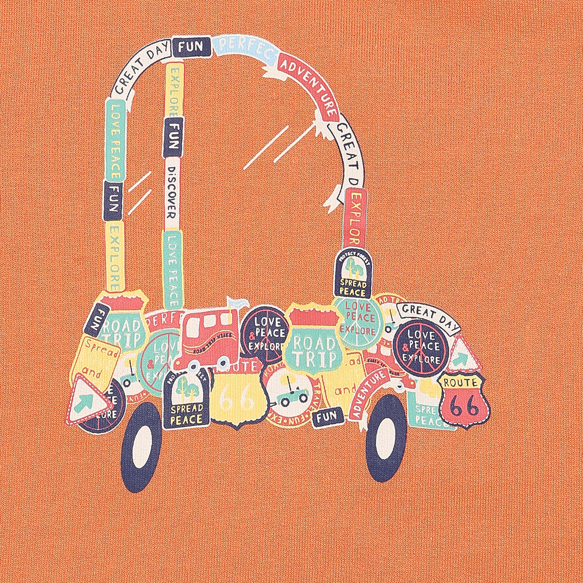 Boys Cotton Pack Of 2 Full Sleeves Car Printed Tees - White & Orange