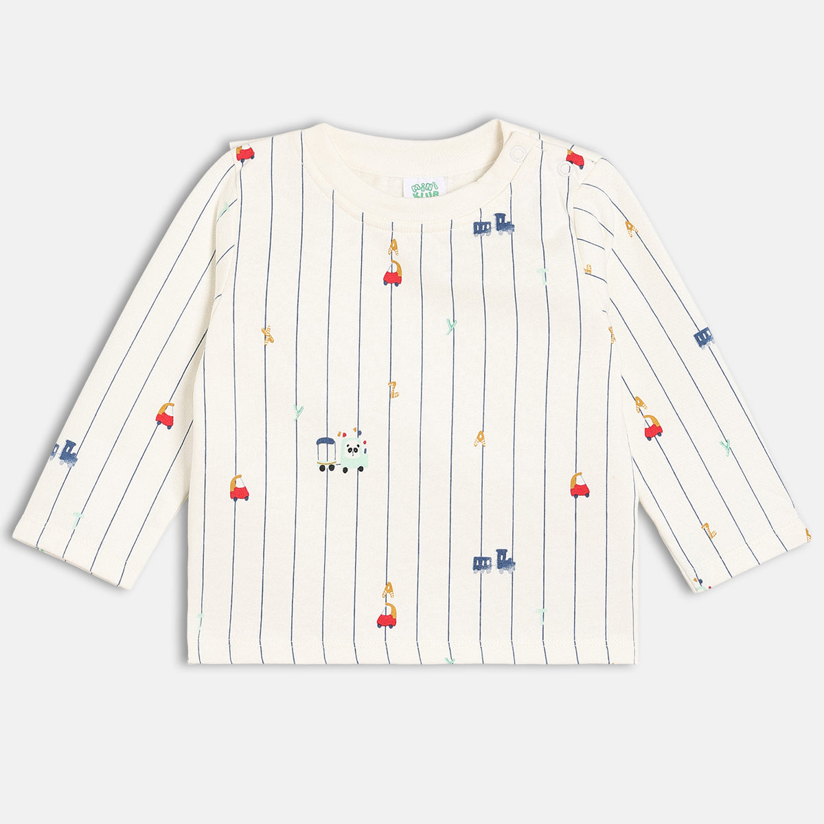 Boys Cotton Pack Of 2 Full Sleeves Car Printed Tees - White & Orange