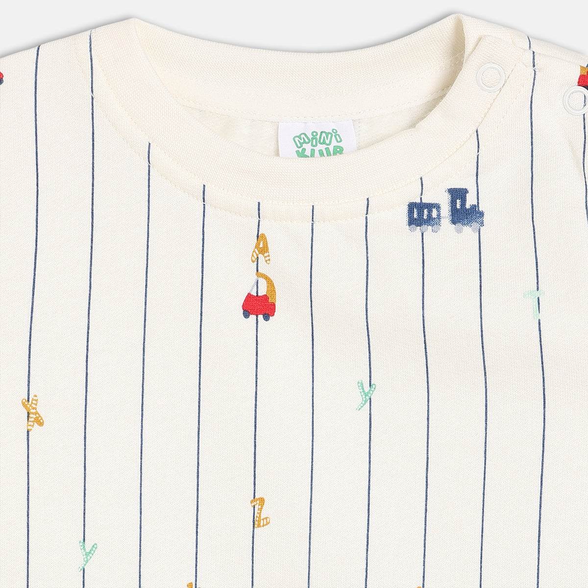 Boys Cotton Pack Of 2 Full Sleeves Car Printed Tees - White & Orange