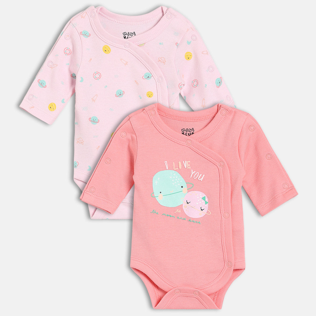 Girls Dark Pink/Light Pink Front Open Full Sleeve Body Suit