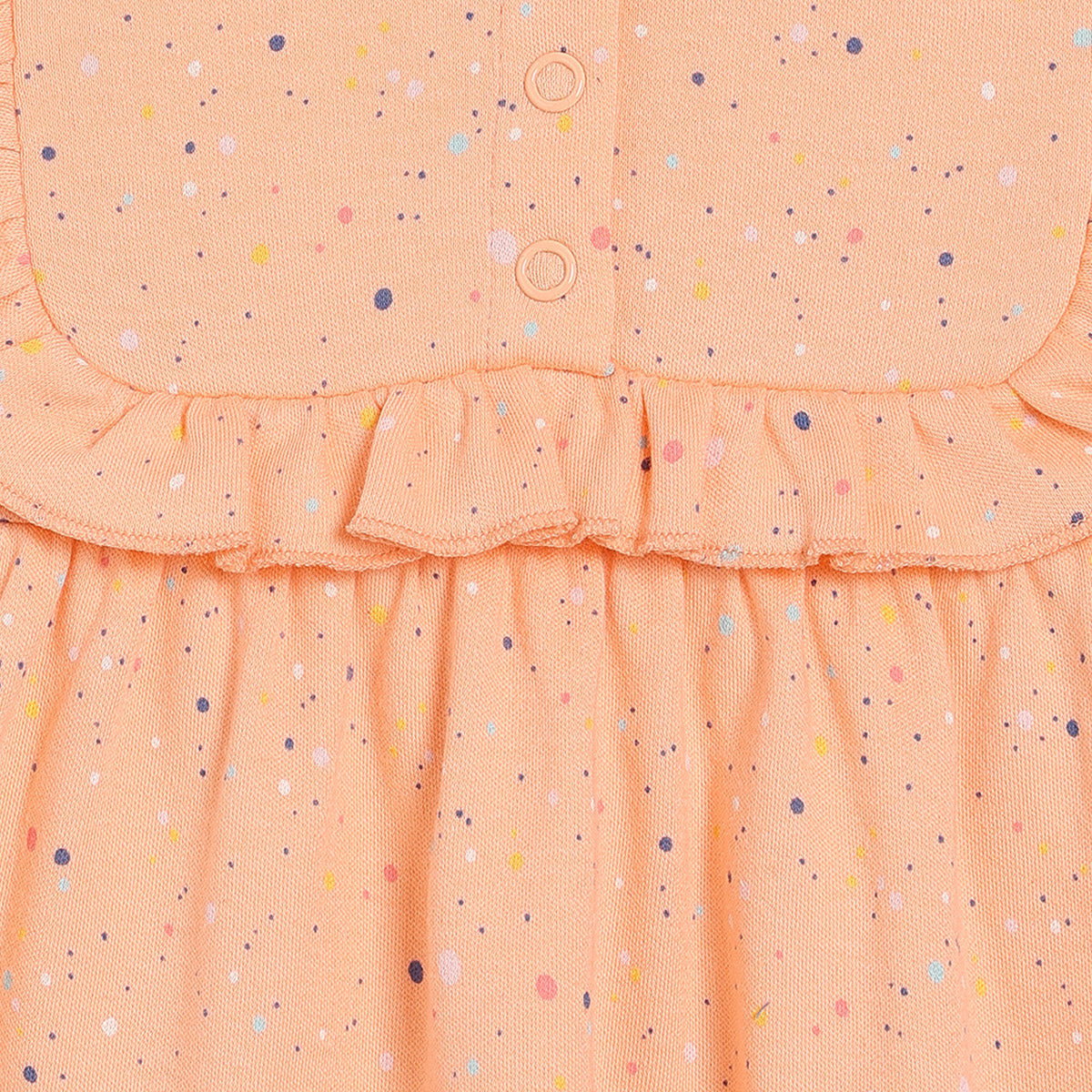 Girls Green/Peach Round Neck Knee Length Dress