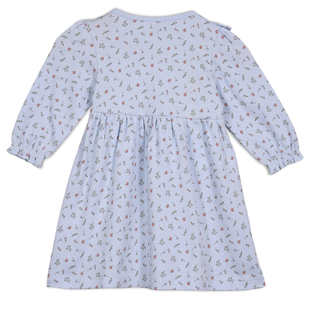 Girls Cotton Pack Of 2 Full Sleeves Animal & Floral Printed Dress - Mustard & Blue