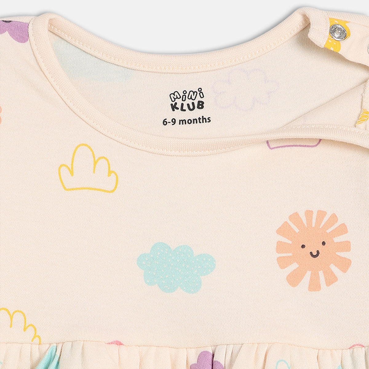 Girls Multi/Yellow Round Neck Knee Length Dress