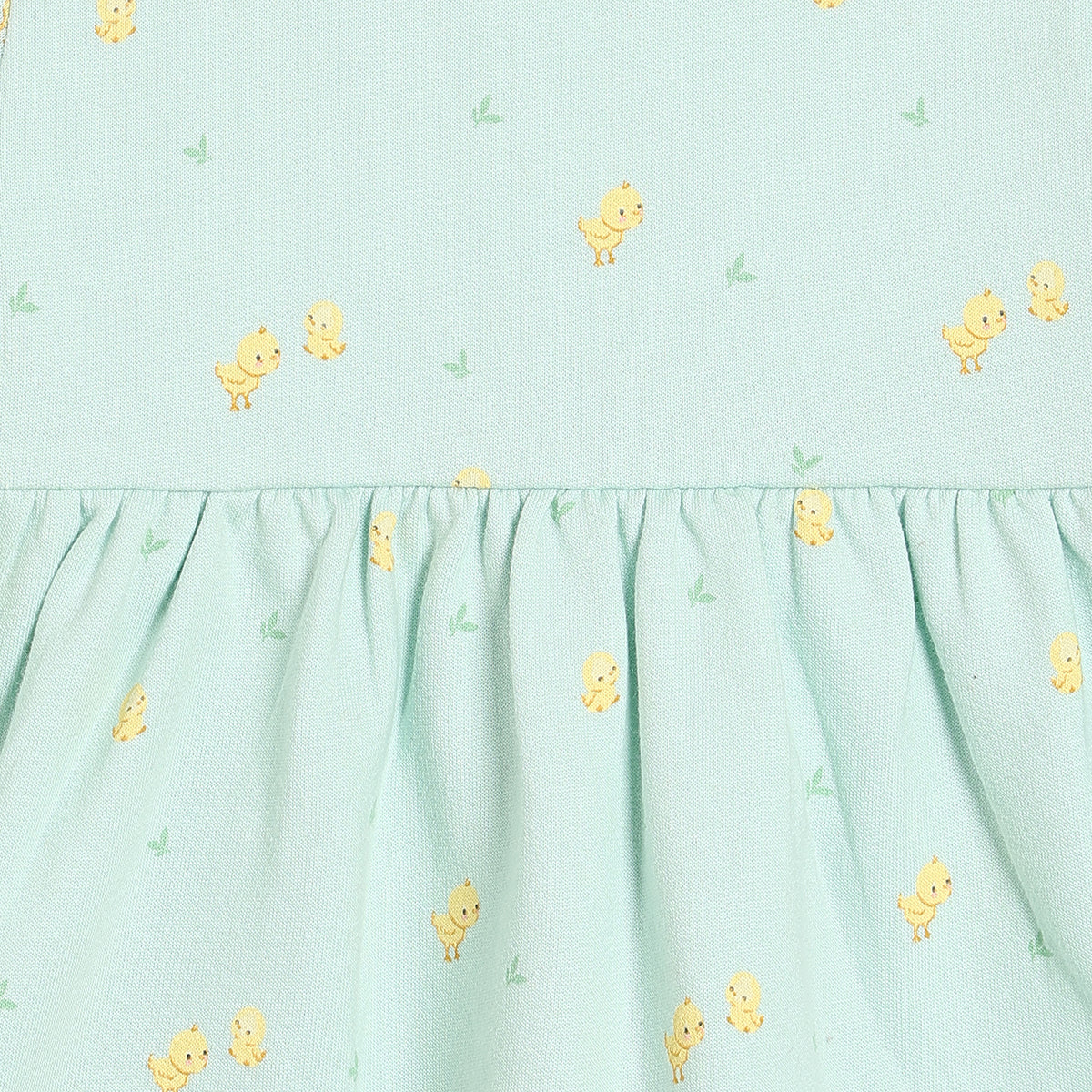 Girls Cotton Pack Of 2 Full Sleeves Text & Birds Printed Dress - Red & Mint Green