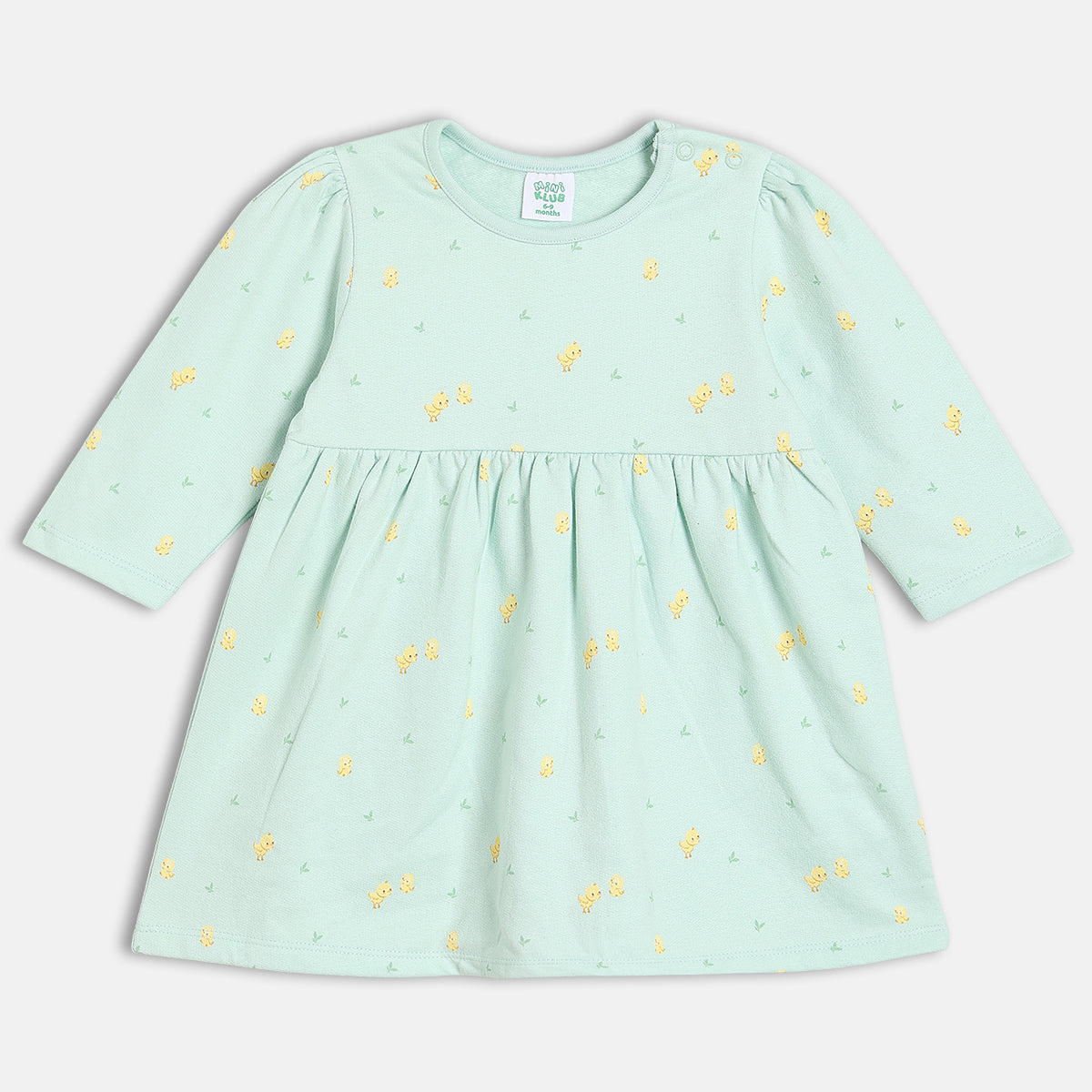 Girls Cotton Pack Of 2 Full Sleeves Text & Birds Printed Dress - Red & Mint Green