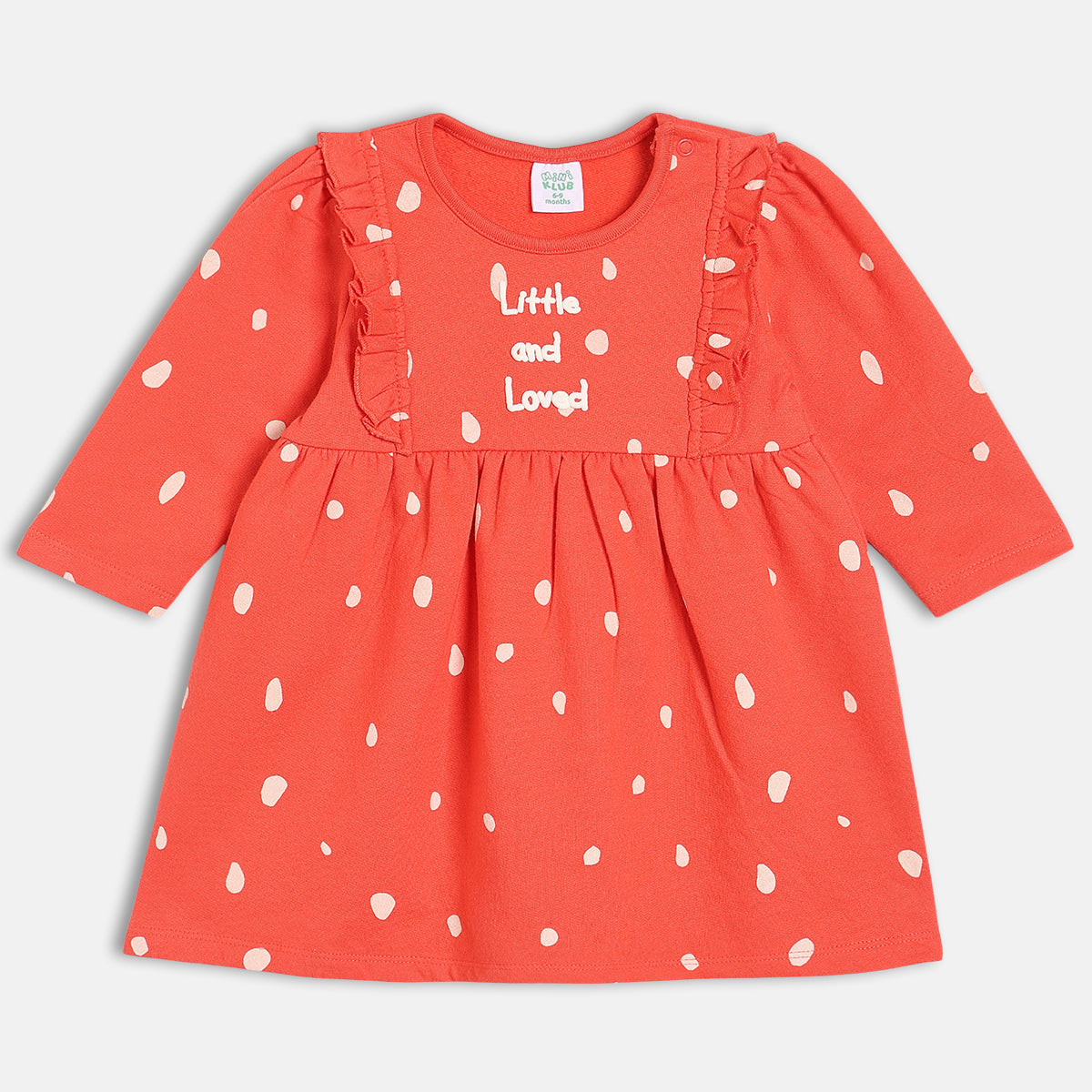 Girls Cotton Pack Of 2 Full Sleeves Text & Birds Printed Dress - Red & Mint Green