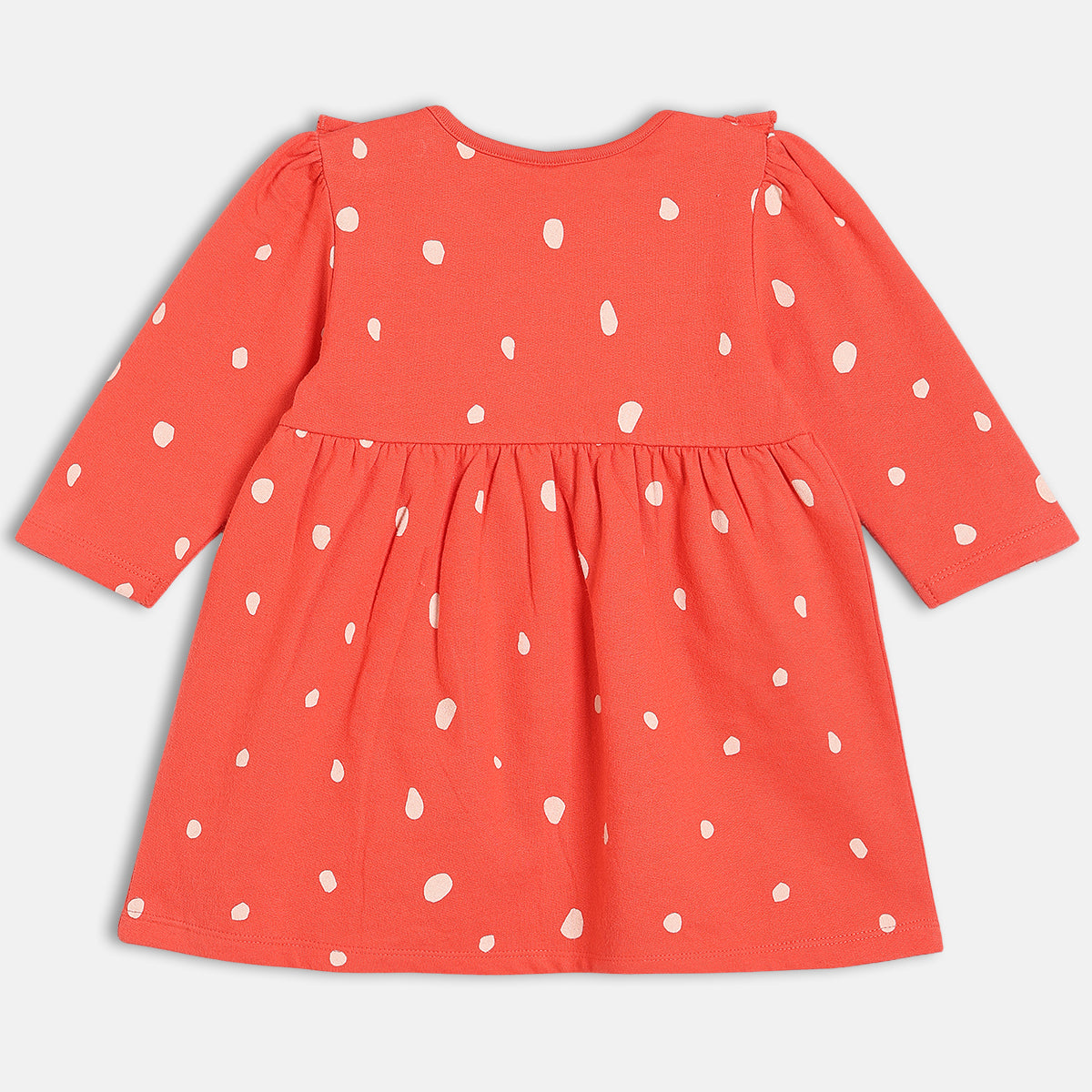 Girls Cotton Pack Of 2 Full Sleeves Text & Birds Printed Dress - Red & Mint Green