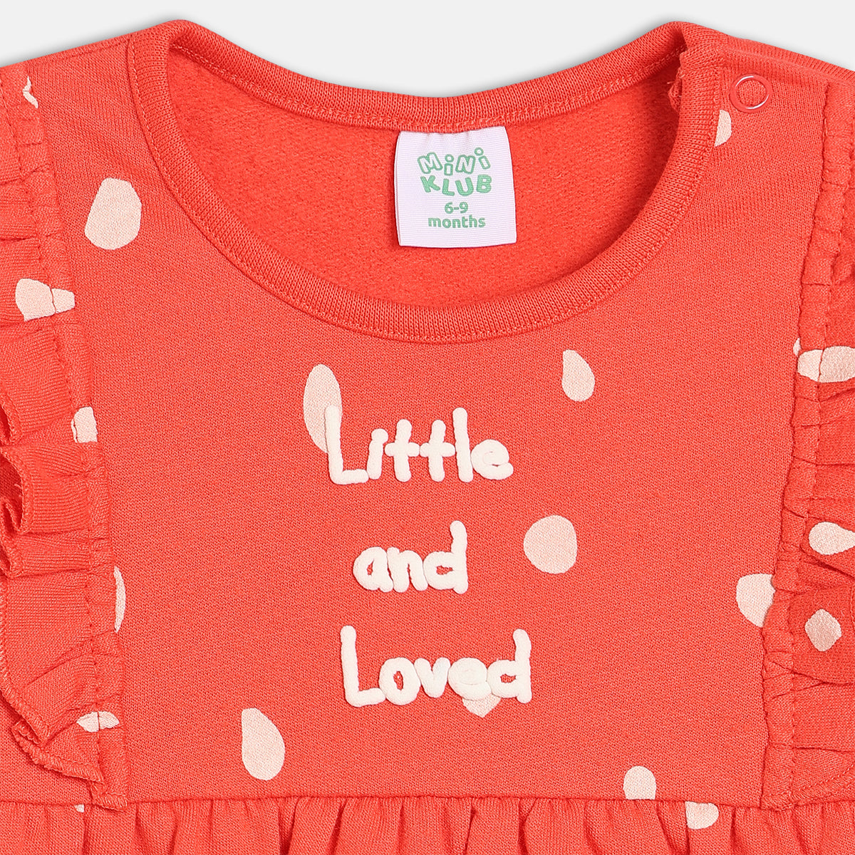 Girls Cotton Pack Of 2 Full Sleeves Text & Birds Printed Dress - Red & Mint Green