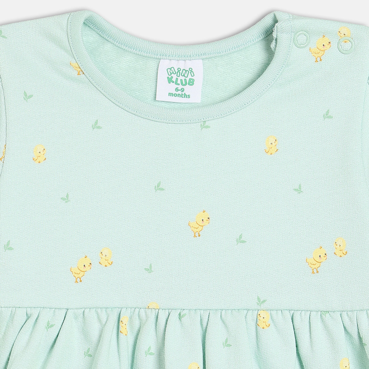 Girls Cotton Pack Of 2 Full Sleeves Text & Birds Printed Dress - Red & Mint Green