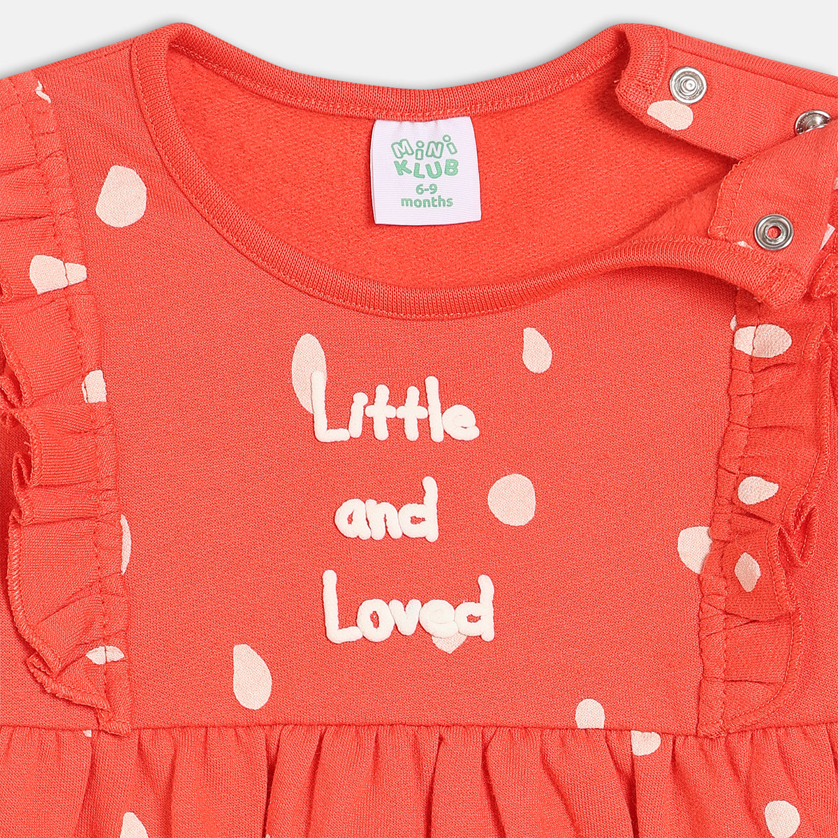 Girls Cotton Pack Of 2 Full Sleeves Text & Birds Printed Dress - Red & Mint Green