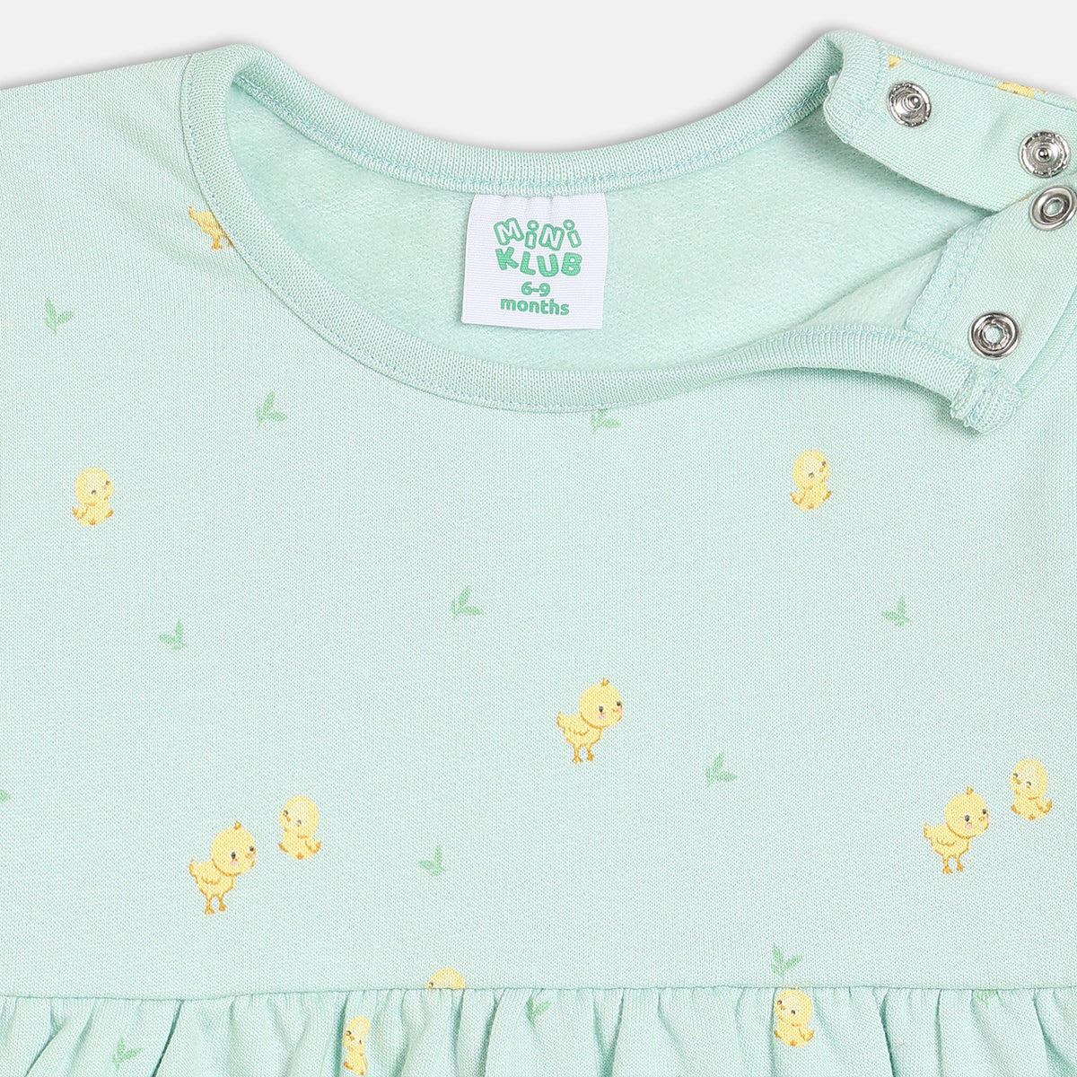 Girls Cotton Pack Of 2 Full Sleeves Text & Birds Printed Dress - Red & Mint Green