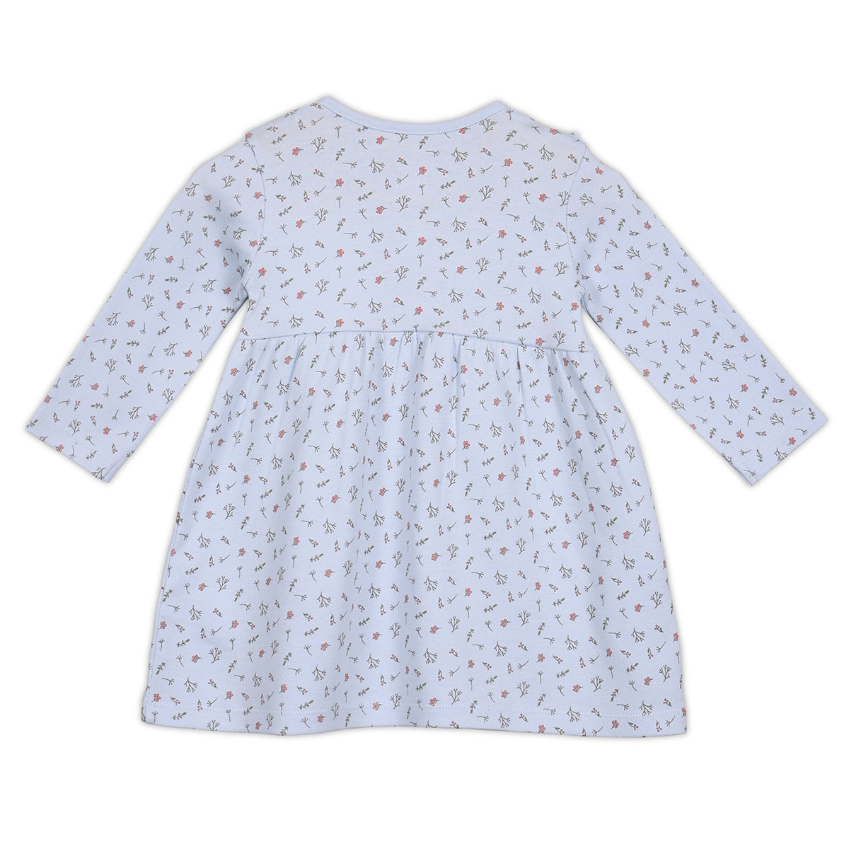 Girls Cotton Pack Of 2 Full Sleeves Animal & Floral Printed Dress - White & Blue