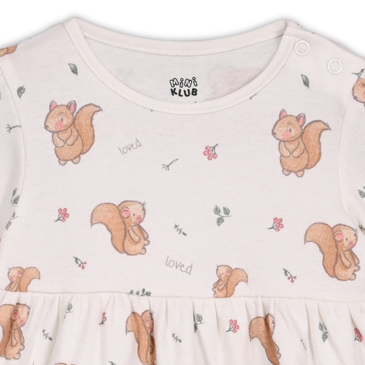 Girls Cotton Pack Of 2 Full Sleeves Animal & Floral Printed Dress - White & Blue