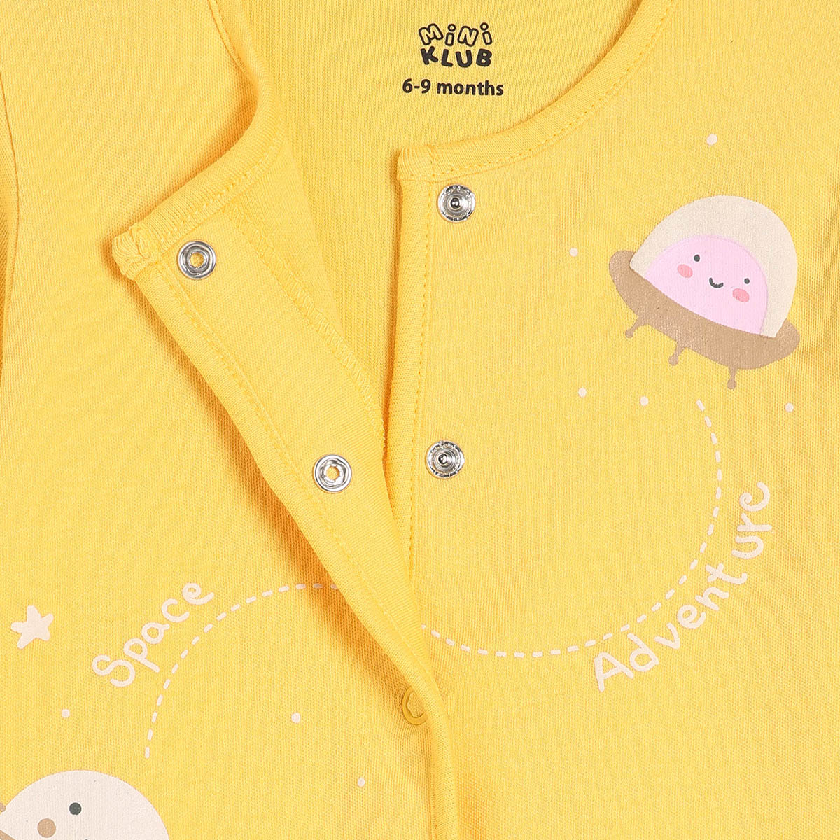 Girls Cotton Pack Of 2 Full Sleeves Clouds & Planets Printed Front Open Vests - Pink & Yellow