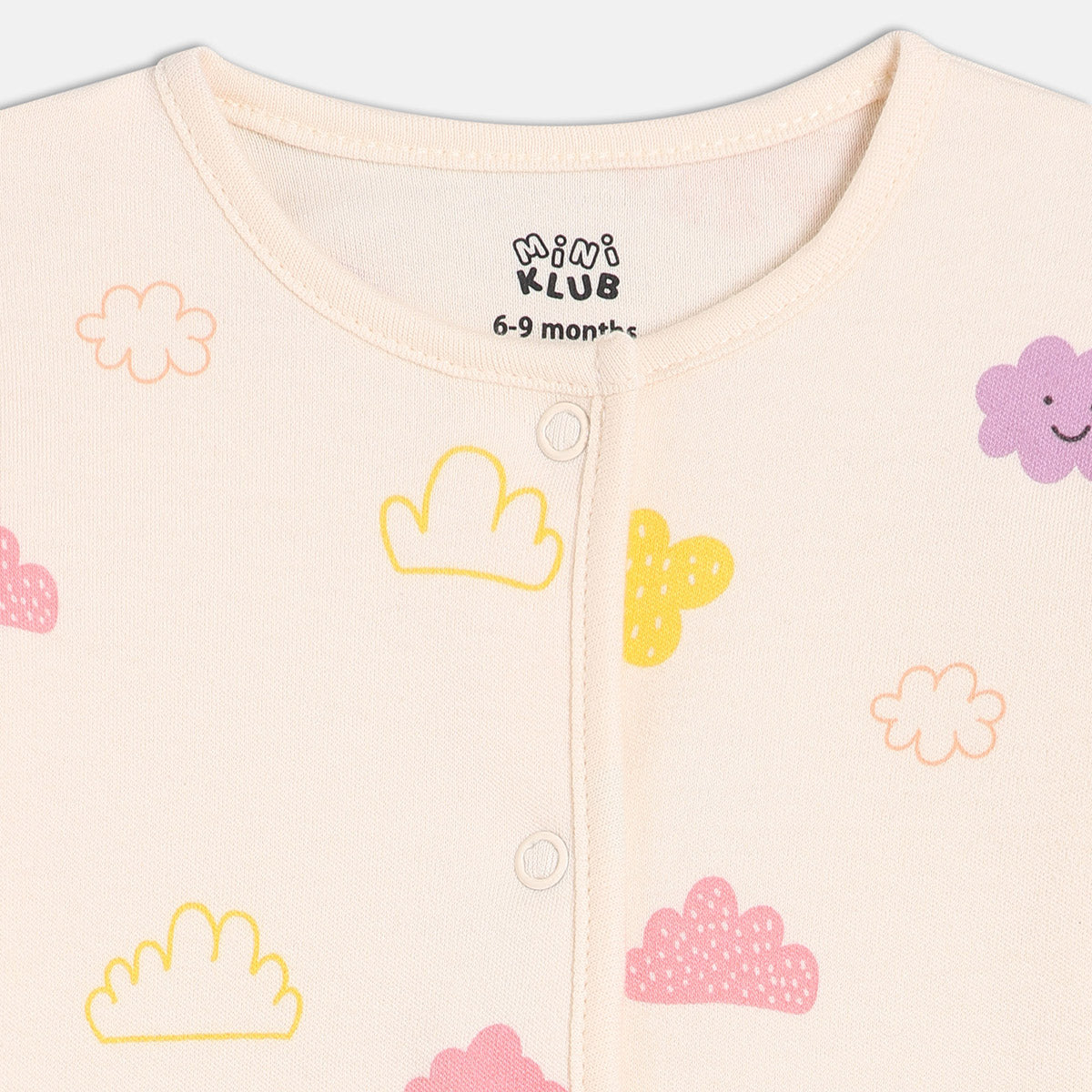 Girls Cotton Pack Of 2 Full Sleeves Clouds & Planets Printed Front Open Vests - Pink & Yellow