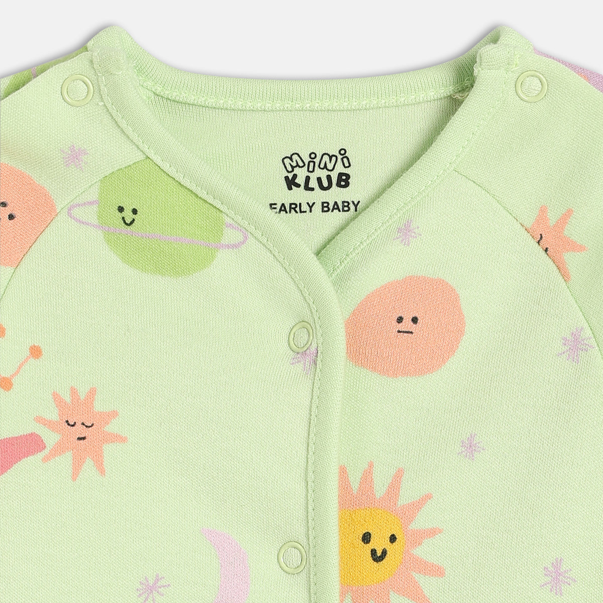 Girls Cotton Pack Of 2 Full Sleeves Sun Printed Front Open Vests - Green & Peach