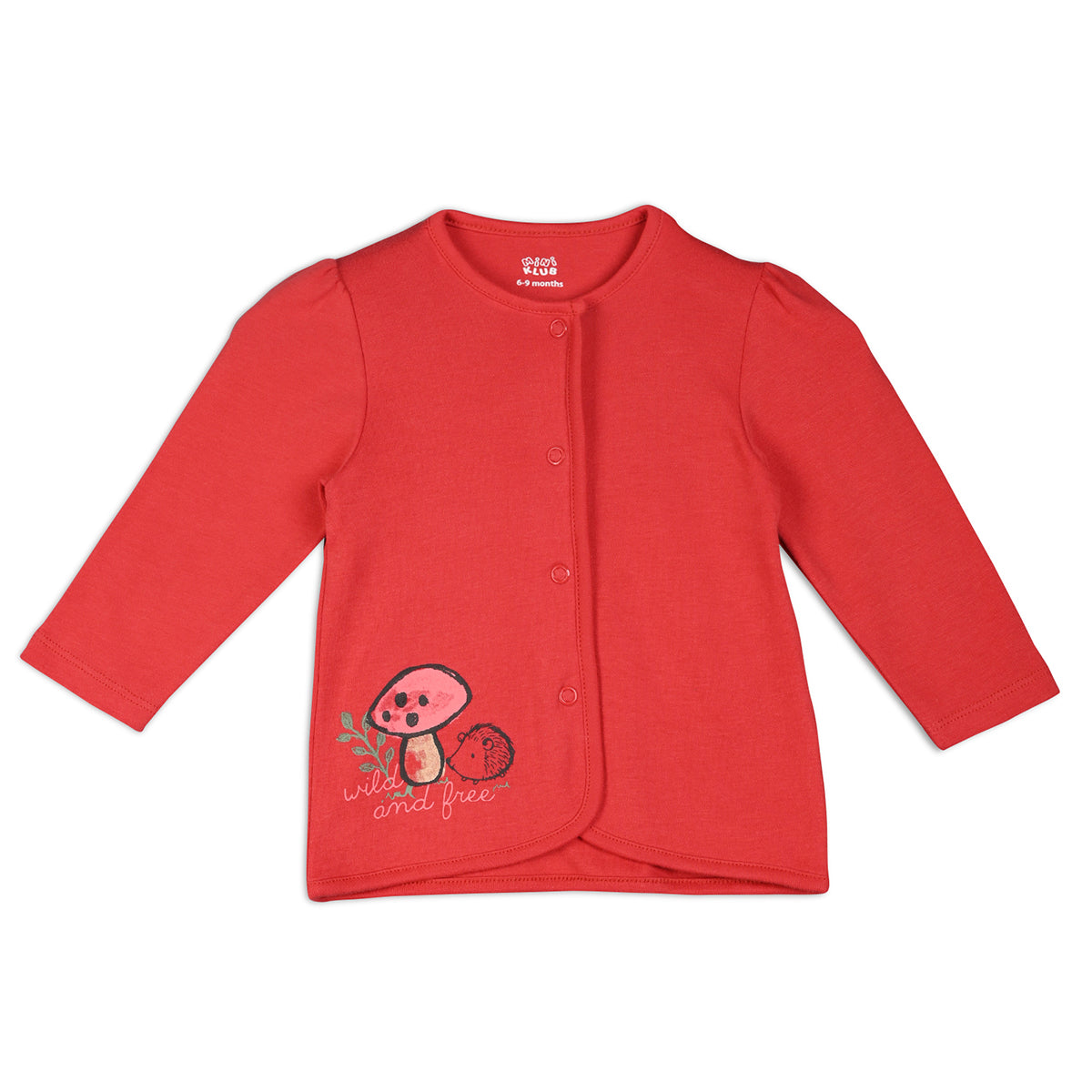 Girls Cotton Pack Of 2 Full Sleeves Animal Printed Front Open Vests - Red & White