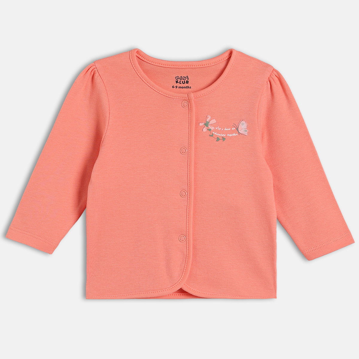 Girls Cotton Pack Of 2 Full Sleeves Floral Printed Front Open Vests - Blue & Peach