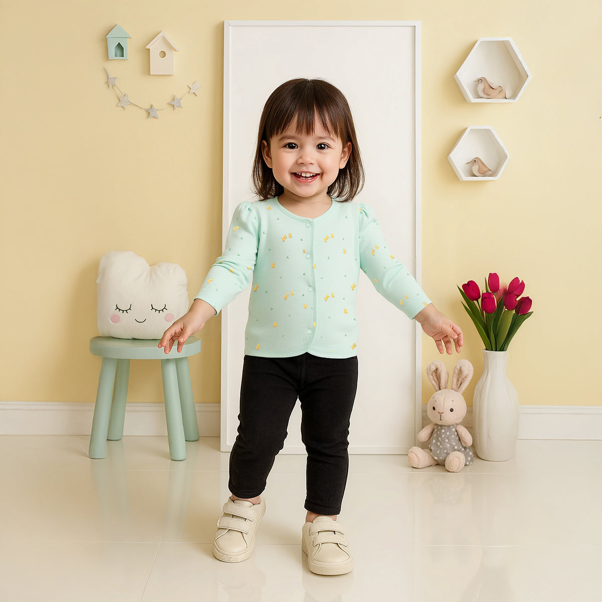 Red/Green Newborn Girls Front Open Full Sleeve Front Open Vest